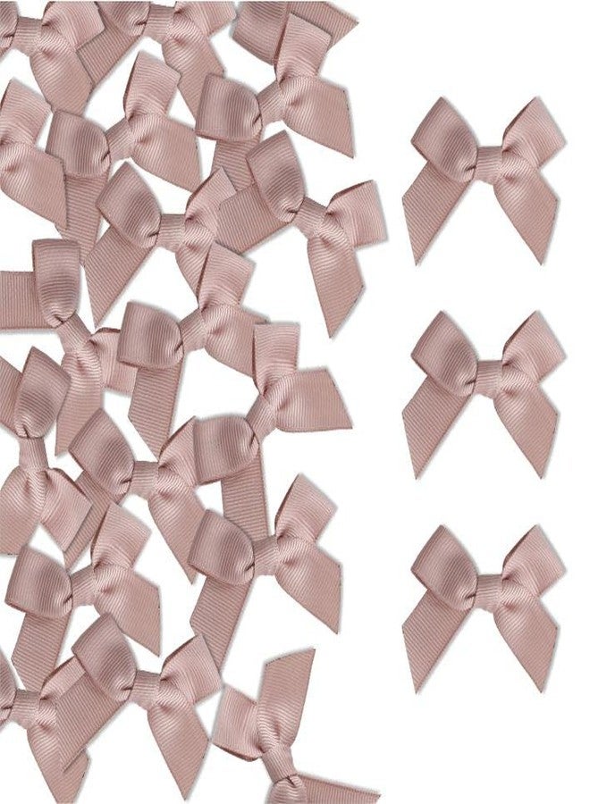 Meseey 50 Pcs Grosgrain Ribbon Bows with Tape 2.5 Inch Self Adhesive Craft Bows Flowers Appliques DIY Craft for Sewing, Scrapbooking, Wedding, Gift,Christmas Decoration (Rose Gold) - Image 1